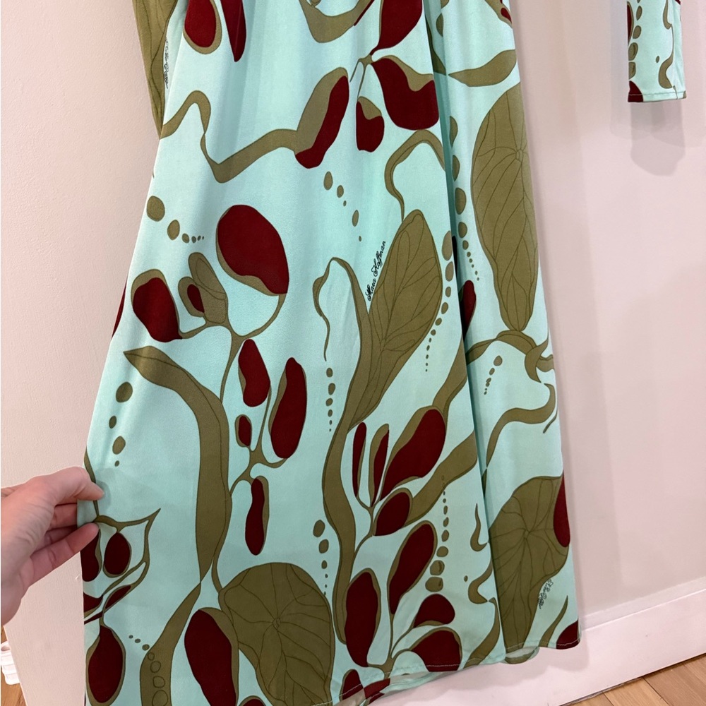 Mara Hoffman Vintage Deep V-Neck Long Sleeve Silk Maxi Dress - Abstract - Medium - Picture 8 of 15